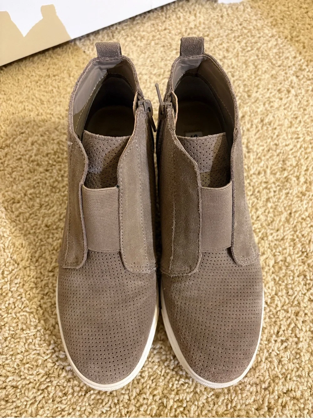 Steve Madden Taupe Perforated Wedge Sneakers
